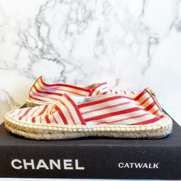 𝅺tory Burch Pink and red Striped Espadrilles - Picture 4 of 10